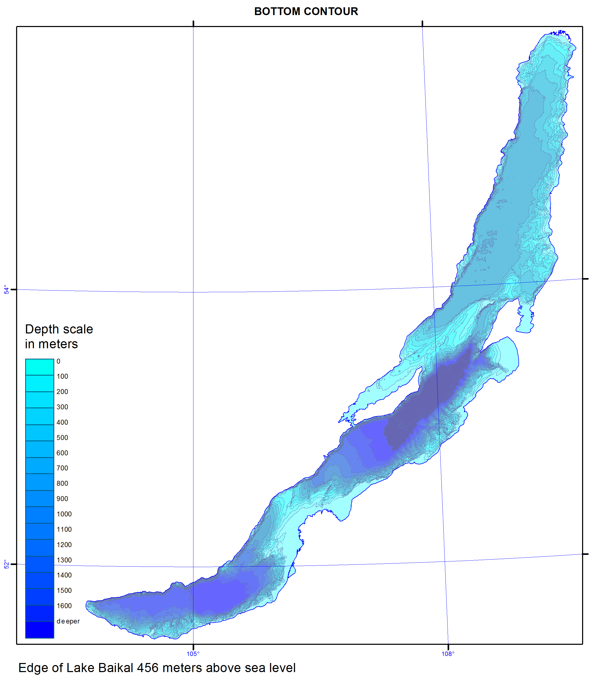 Карта глубин оз Байкал